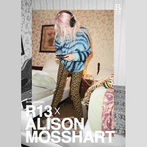 R13 green orange leopard high rise skinny jeans